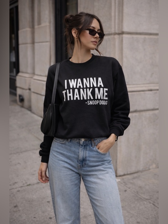 Tops - I wanna thank me Snoop Dogg sweatshirt black, and white crewneck loungewear